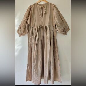 NWT - Etsy Indian Block Print Gingham Orange and Green Maxi Dress - S